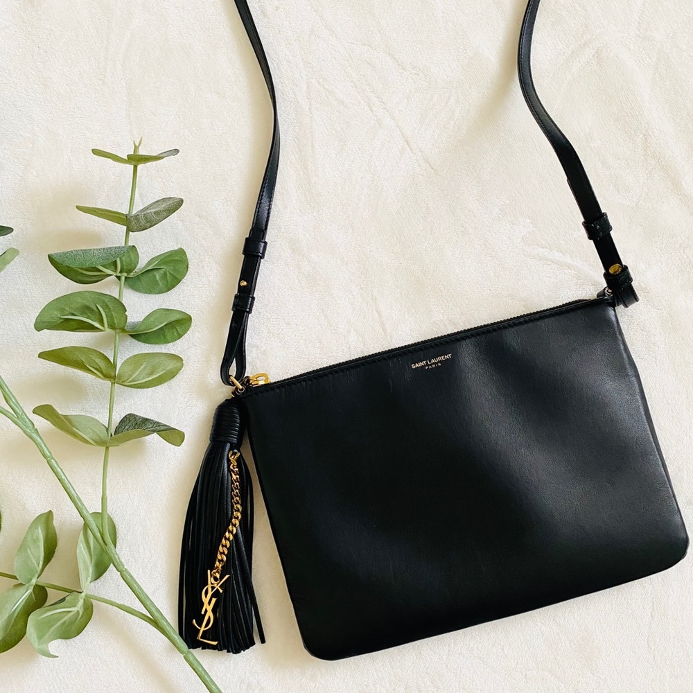 YSL black crossbody bag with tassel